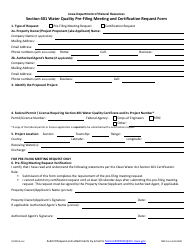 DNR Form 542-0400 Section 401 Water Quality Pre-filing Meeting and Certification Request Form - Iowa