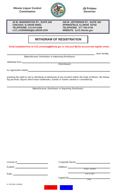Form IL567-0030 Withdraw of Registration - Illinois