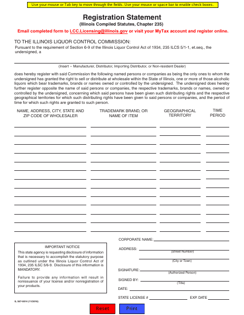 Form IL567-0014 Registration Statement - Illinois