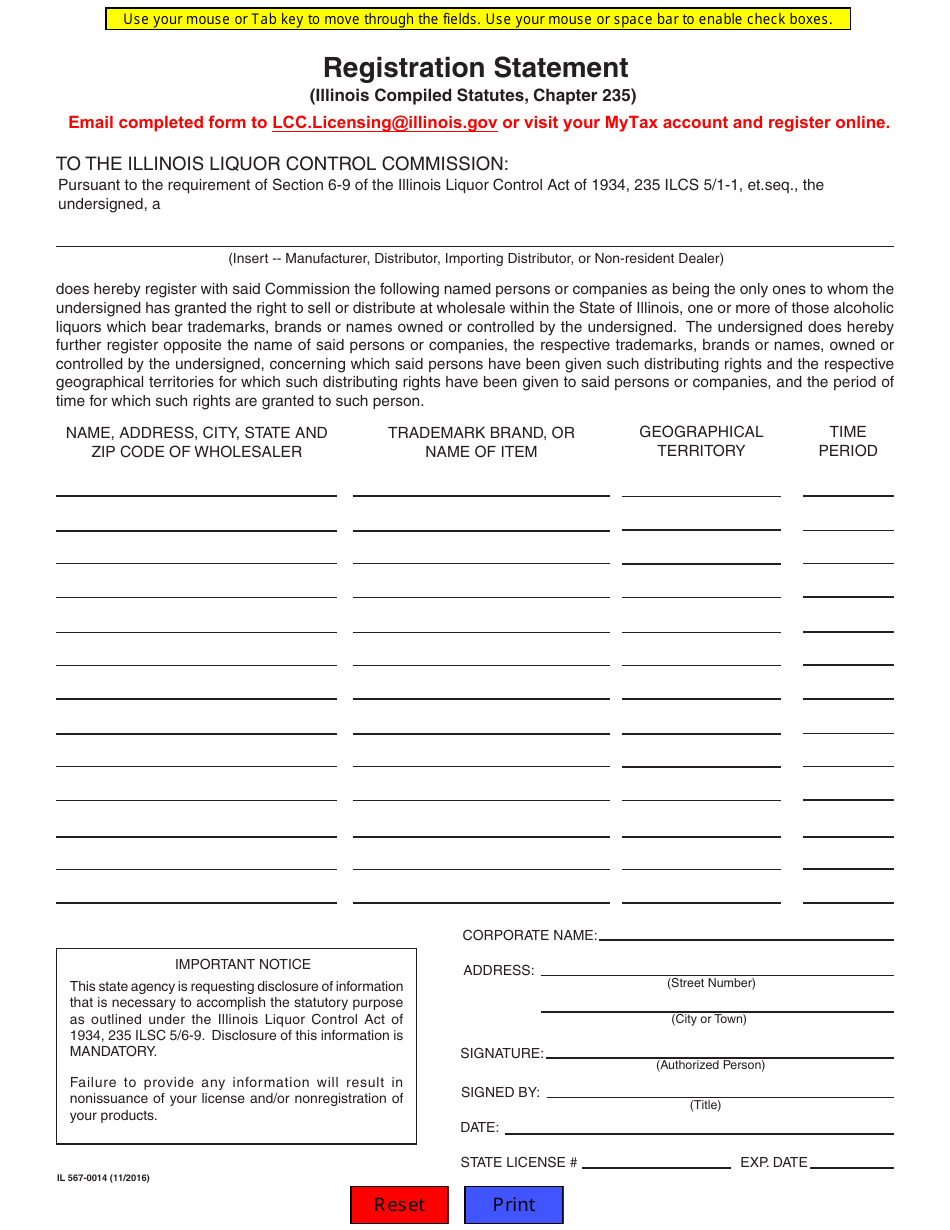 Form IL567-0014 Registration Statement - Illinois, Page 1