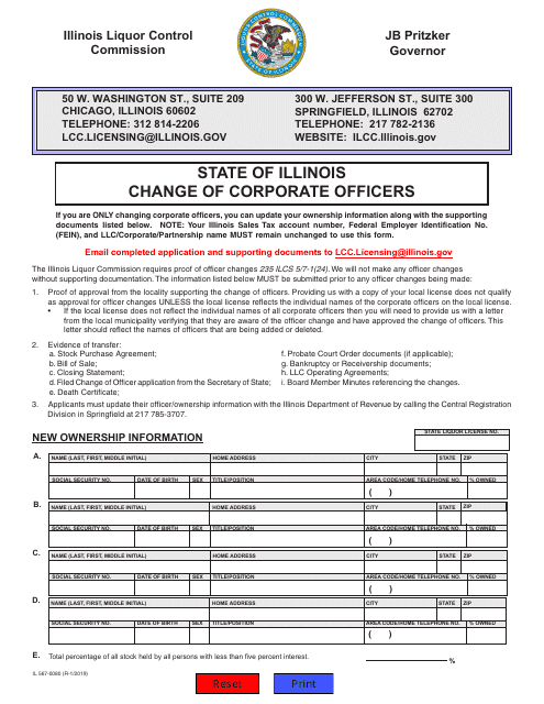 Form IL567-0080 Change of Corporate Officers - Illinois