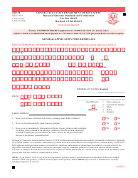 Form ED170 General Application for Certificate - Connecticut