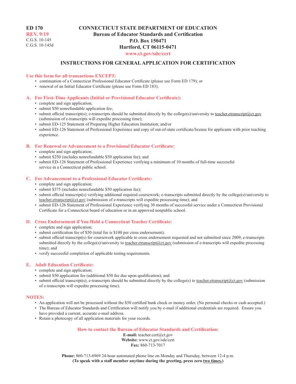 Form ED170 General Application for Certificate - Connecticut, Page 4