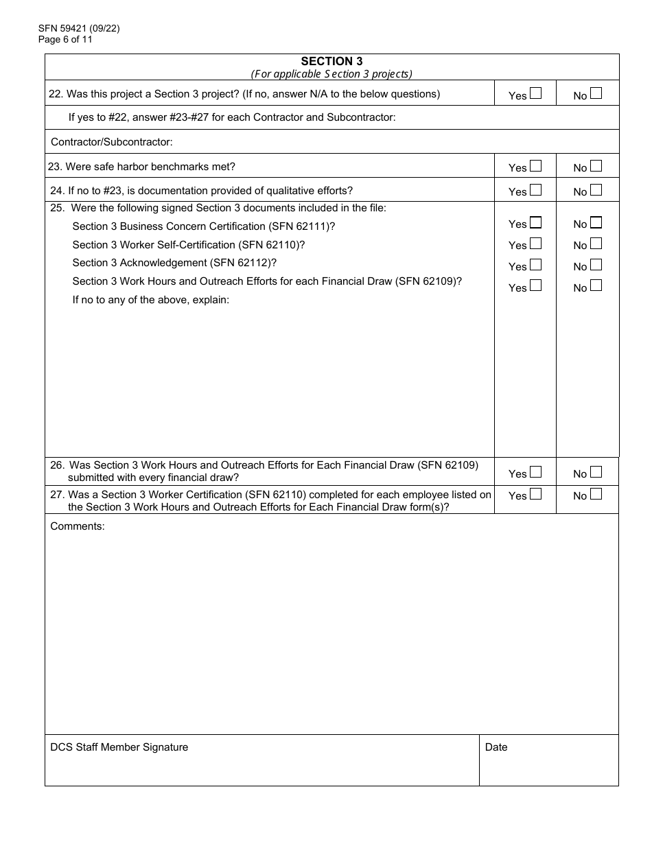 Form SFN59421 Cdbg File Monitoring Review - North Dakota, Page 6
