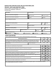 Form SFN62237 Inspection Certification: Relocation Dwelling Decent, Safe and Sanitary (Dss) - North Dakota