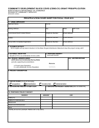 Document preview: Form SFN62201 Community Development Block Covid (Cdbg-Cv) Grant Preapplication - North Dakota, 2019