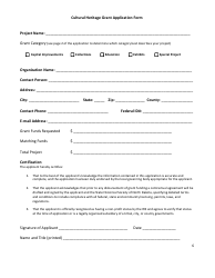 Cultural Heritage Grant Application Form - North Dakota, Page 5