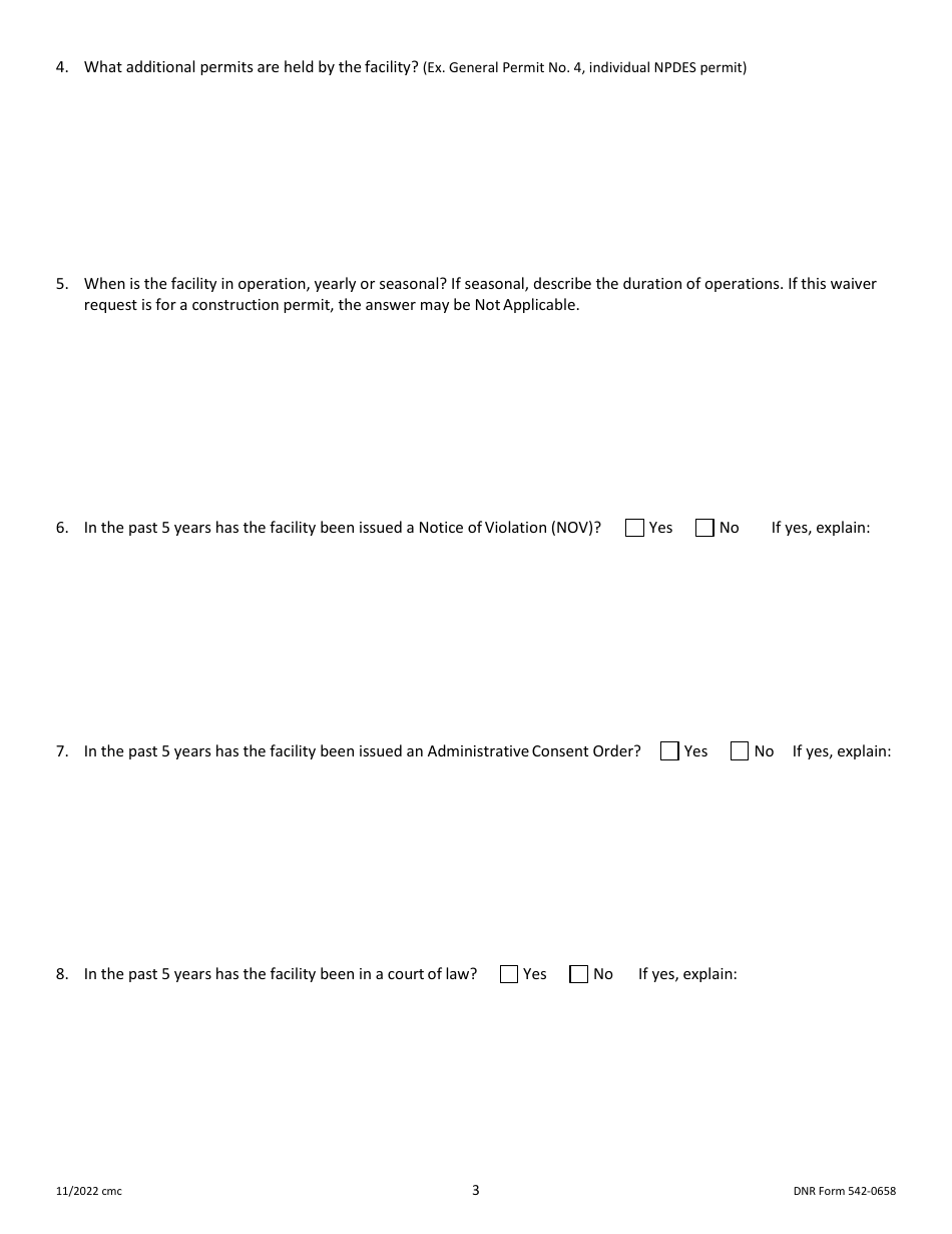DNR Form 542-0658 Petition for Waiver - Chapter 69 - Iowa, Page 3