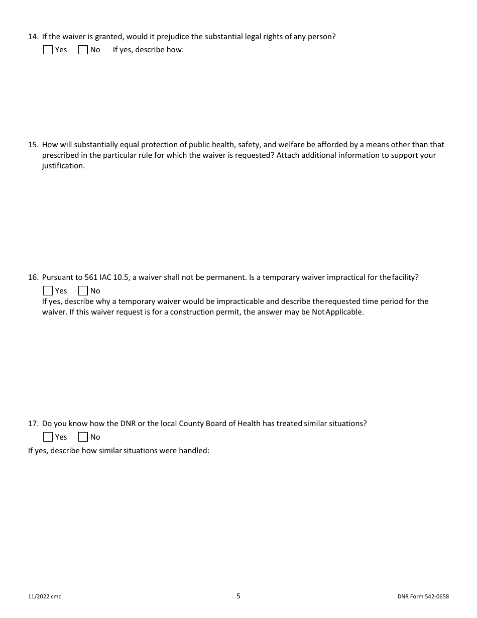 DNR Form 542-0658 Petition for Waiver - Chapter 69 - Iowa, Page 5