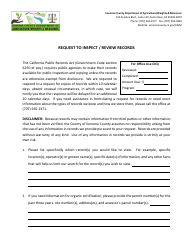 Document preview: Request to Inspect/Review Records - Sonoma County, California