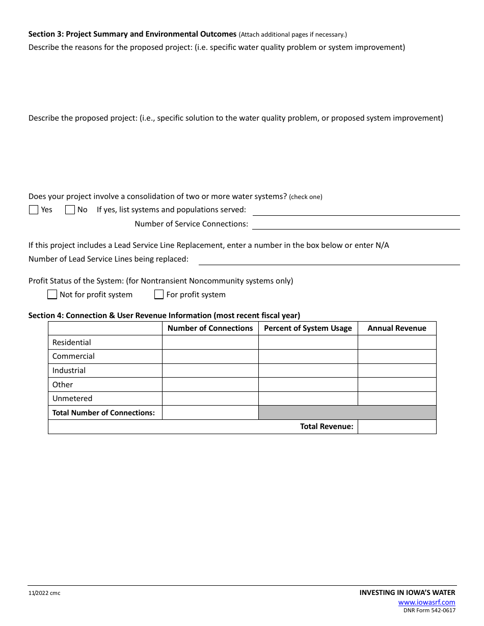 DNR Form 542-0617 Drinking Water State Revolving Fund Intended Use Plan (Iup) Application Form - Iowa, Page 4
