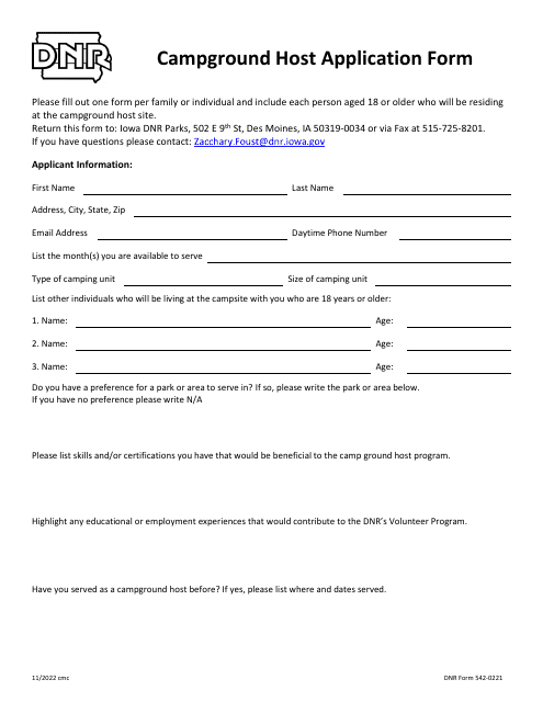 DNR Form 542-0221  Printable Pdf