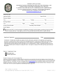 Form FWC WIM01 Permit Application - Grandfathered Prohibited Species for Personal Use Conditional/Prohibited/Nonnative Species - Florida