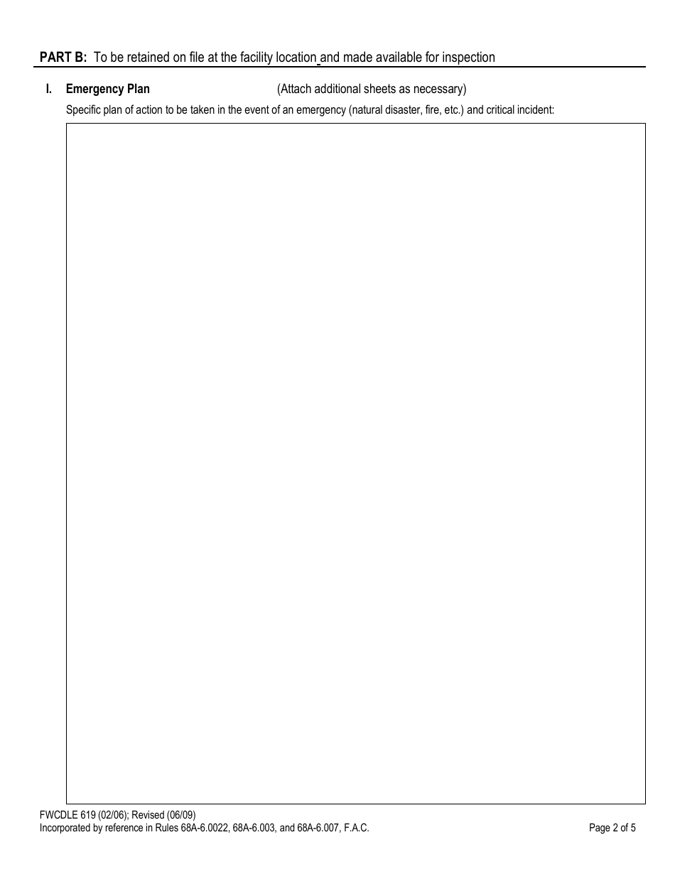 Form FWCDLE619 Captive Wildlife Critical Incident / Disaster Plan - Florida, Page 5