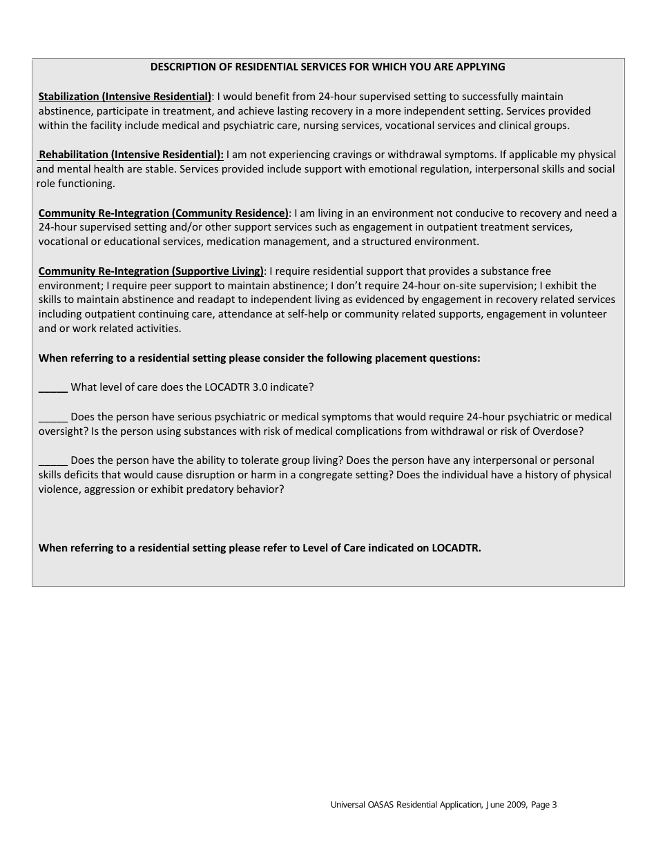 Application for Monroe County Oasas Residential Services - Monroe County, New York, Page 3