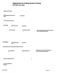 Form EAC002C Application for Voting System Testing, Page 3