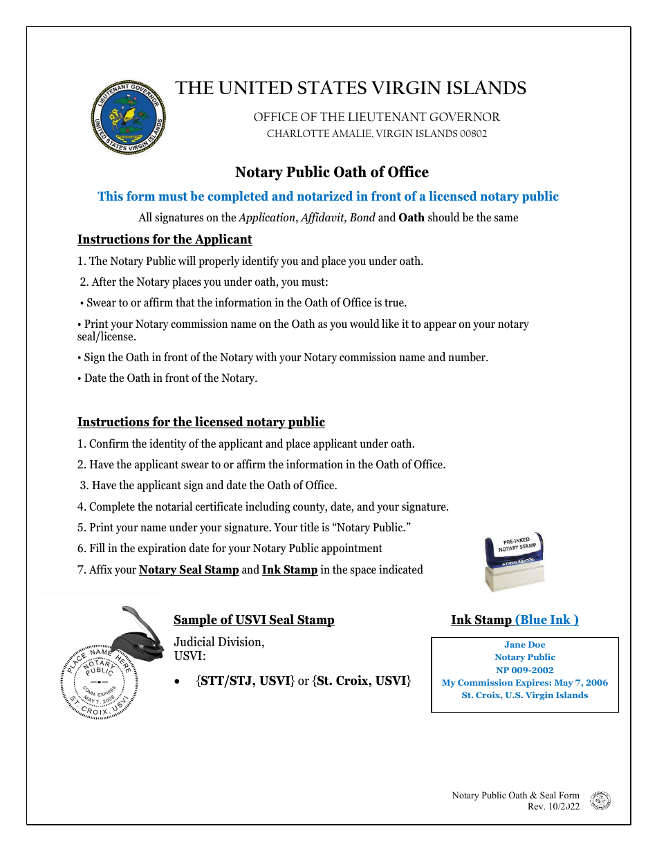 Virginia Notary Handbook.pdf Virgin Islands Notary Public Oath & Seal Form - Fill Out, Sign Online ...