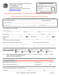 Document preview: Application for a Permit to Operate a Food Service Establishment - Monroe County, New York