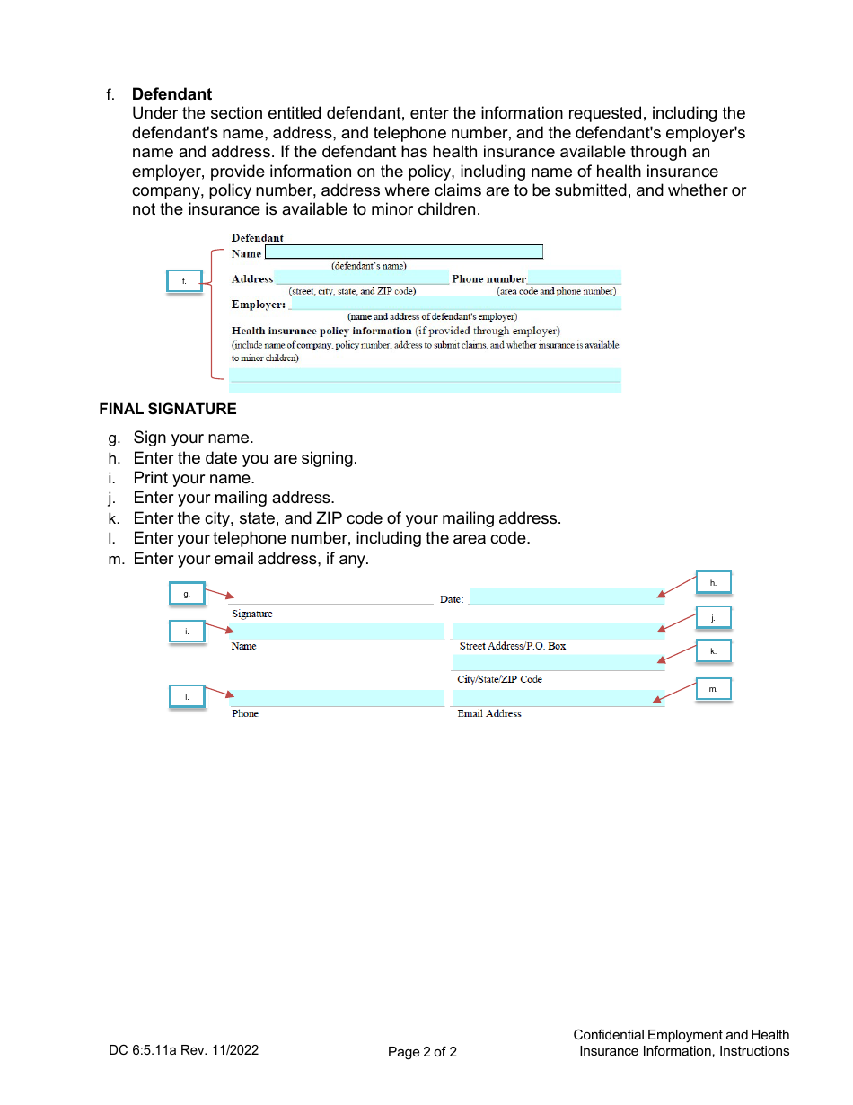 Instructions for Form DC6:5.11 Confidential Employment and Health Insurance Information - Nebraska, Page 2