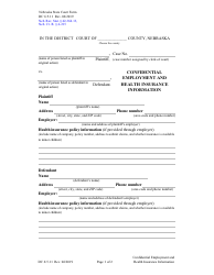 Form DC6:5.11 Confidential Employment and Health Insurance Information - Nebraska