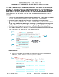 Document preview: Instructions for Form DC6:5.12 Social Security Numbers, Gender, and Birth Date(S) - Nebraska