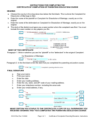 Document preview: Instructions for Form DC6:5.5 Certificate of Completion of Parenting Education Course - Nebraska