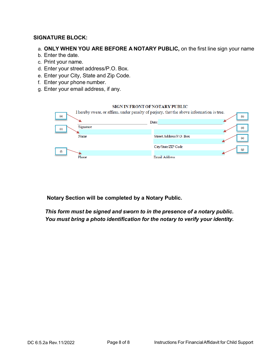 Instructions for Form DC6:5.2 Financial Affidavit for Child Support - Nebraska, Page 8