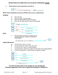 Document preview: Instructions for Form DC6:8.5 Voluntary Appearance Letter - Nebraska