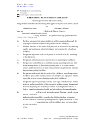 Document preview: Form DC6:5.38 Parenting Plan Parent-Created (Joint Legal and Sole Physical Custody) - Nebraska