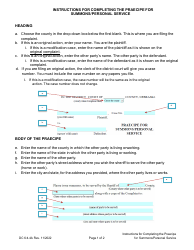 Document preview: Instructions for Form DC6:4.4 Praecipe for Summons/Personal Service - Nebraska