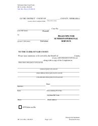 Document preview: Form DC6:4.4 Praecipe for Summons/Personal Service - Nebraska