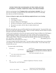 Form DC6:8.11 Instructions for Your Hearing on the Complaint for Paternity Custody, Parenting Time, and Child Support - Nebraska