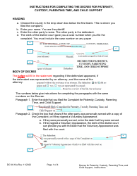 Document preview: Instructions for Form DC6:8.10 Decree for Paternity, Custody, Parenting Time, and Child Support - Nebraska