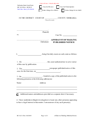 Form DC6:6.8 Affidavit of Mailing Published Notice - Nebraska