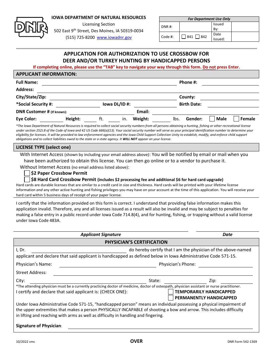 DNR Form 5421369 Download Fillable PDF or Fill Online Application for