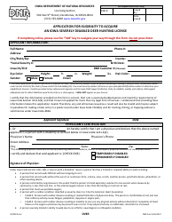 Document preview: DNR Form 542-0417 Application for Eligibility to Acquire an Iowa Severely Disabled Deer Hunting License - Iowa