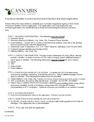 Form CRA-6001 Hemp Processor-Handler License Application - Michigan