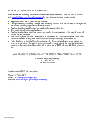 Form CRA-6001 Hemp Processor-Handler License Application - Michigan, Page 2