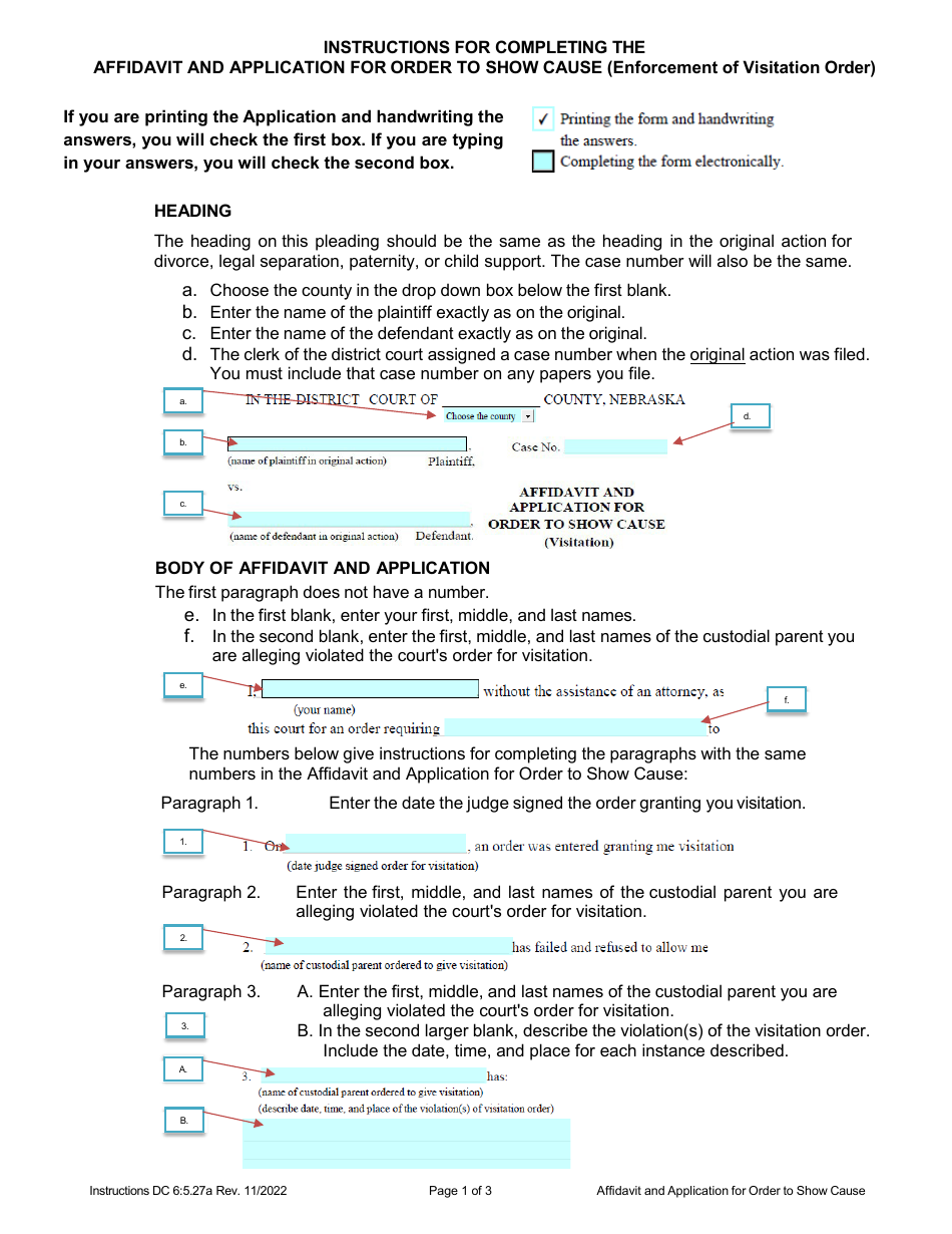 Download Instructions for Form DC6:5.27 Affidavit and Application for ...