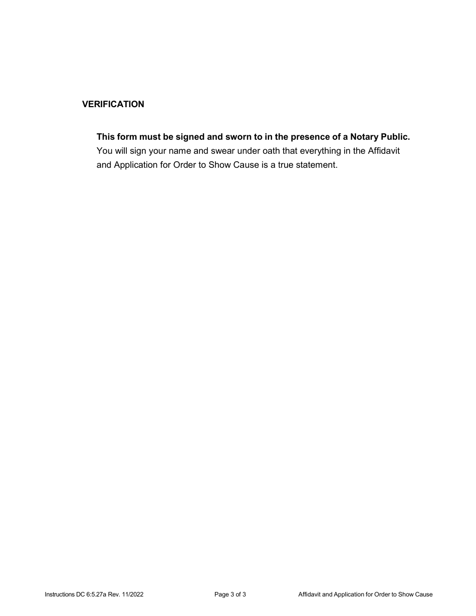 Instructions for Form DC6:5.27 Affidavit and Application for Order to Show Cause (Enforcement of Visitation Order) - Nebraska, Page 3
