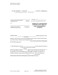 Document preview: Form DC6:5.25 Affidavit and Motion for Bench Warrant and Commitment to Issue - Nebraska