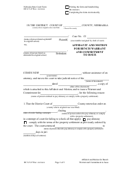 Document preview: Form DC6:5.47 Affidavit and Motion for Bench Warrant and Commitment to Issue (Non-compliance of Divorce Terms) - Nebraska