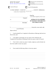 Document preview: Form DC6:6.2 Affidavit in Support of Motion for Service by Publication - Nebraska
