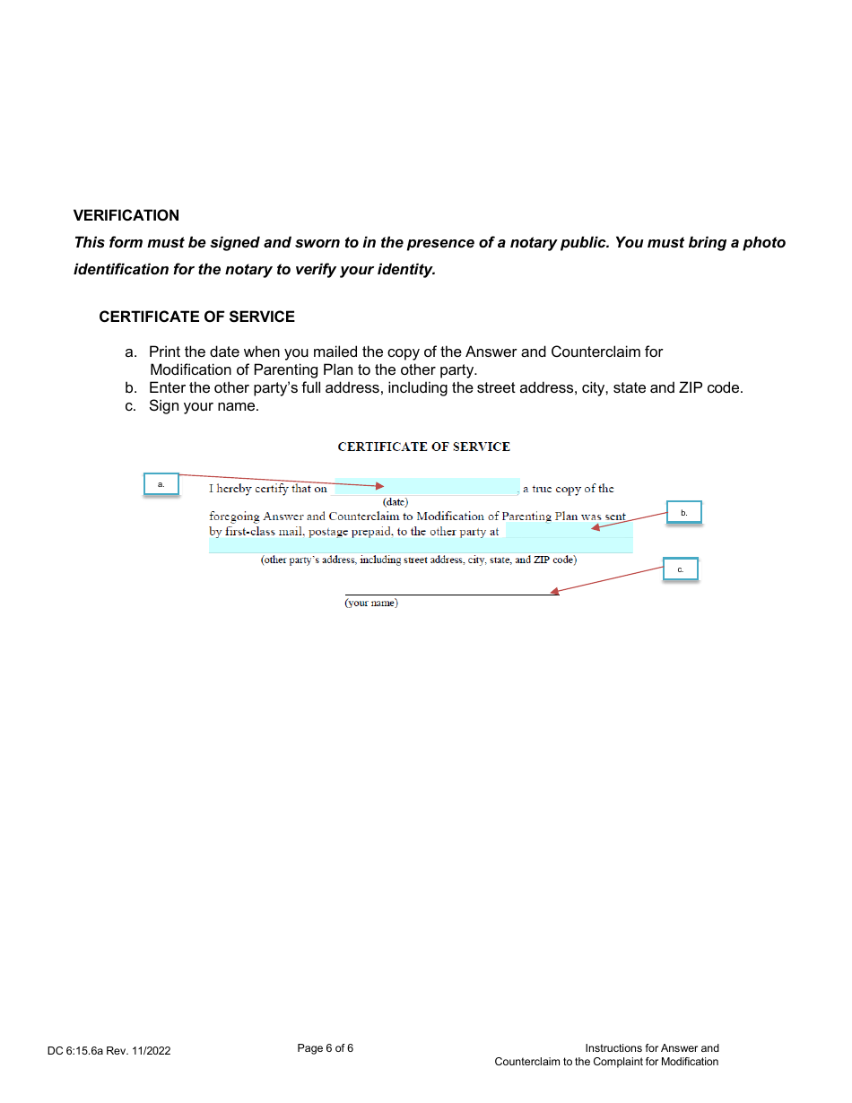 Instructions for Form DC6:15.6 Answer and Counterclaim to Complaint for Modification - Nebraska, Page 6
