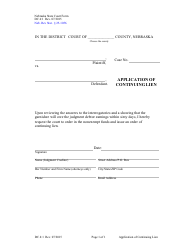 Document preview: Form DC4:1 Application of Continuing Lien - Nebraska
