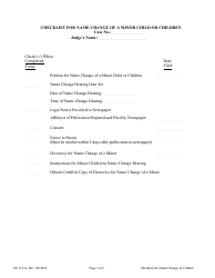 Document preview: Form DC6:11A Checklist for Name Change of a Minor Child or Children - Nebraska