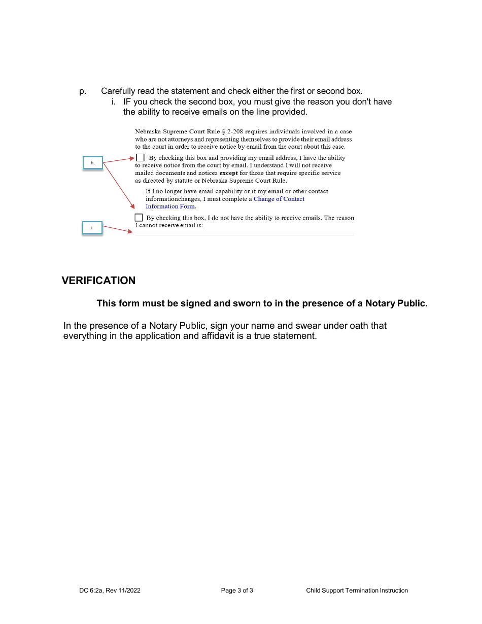 Instructions for Form DC6:2 Application and Affidavit to Obtain Termination of Child Support - Nebraska, Page 3