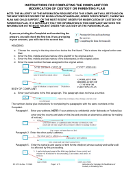 Document preview: Instructions for Form DC6:15.3 Complaint for Modification of Custody or Parenting Plan - Nebraska