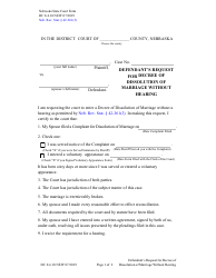 Form DC6:4.10 Defendant&#039;s Request for Decree of Dissolution of Marriage Without Hearing - Nebraska