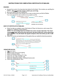 Document preview: Instructions for Form DC6:16.7 Certificate of Mailing - Nebraska